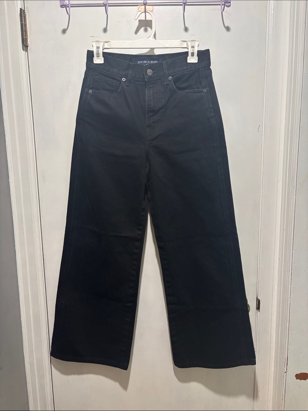 VERONICA BEARD Taylor high rise wide leg black jeans size 26